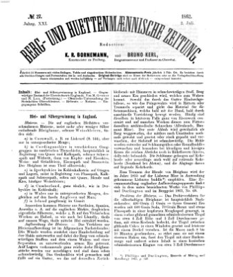 Berg- und hüttenmännische Zeitung Mittwoch 2. Juli 1862