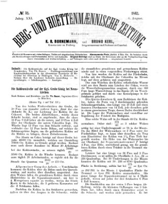 Berg- und hüttenmännische Zeitung Mittwoch 6. August 1862