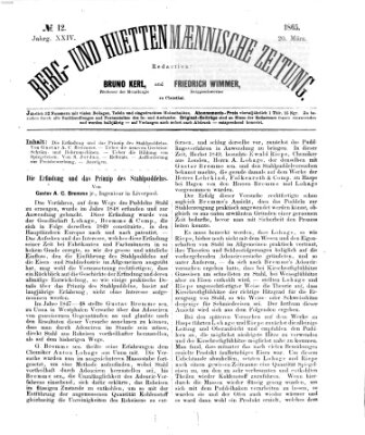 Berg- und hüttenmännische Zeitung Montag 20. März 1865
