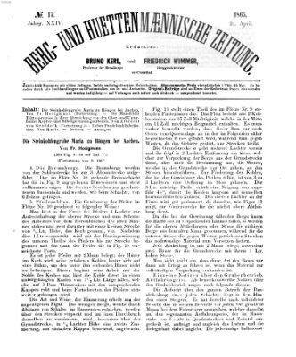 Berg- und hüttenmännische Zeitung Montag 24. April 1865