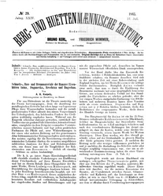 Berg- und hüttenmännische Zeitung Montag 17. Juli 1865