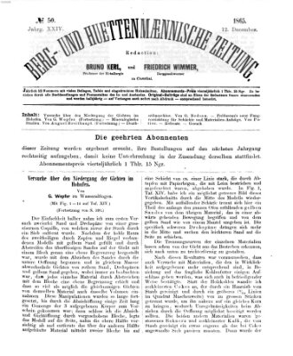Berg- und hüttenmännische Zeitung Dienstag 12. Dezember 1865