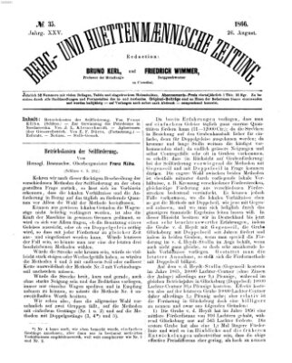 Berg- und hüttenmännische Zeitung Sonntag 26. August 1866