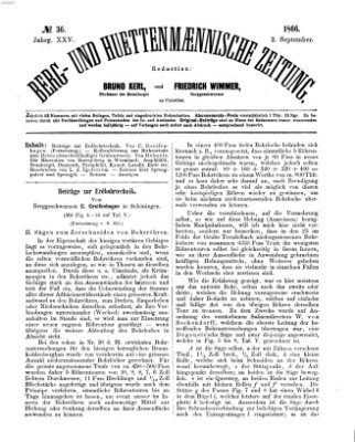 Berg- und hüttenmännische Zeitung Sonntag 2. September 1866