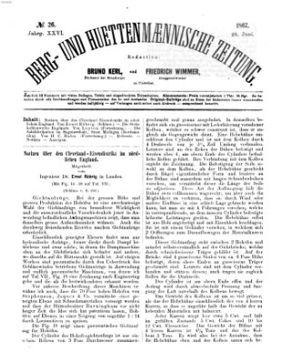 Berg- und hüttenmännische Zeitung Freitag 28. Juni 1867