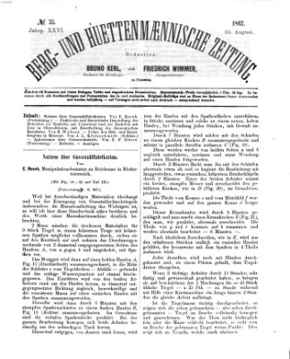Berg- und hüttenmännische Zeitung Freitag 30. August 1867