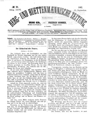 Berg- und hüttenmännische Zeitung Freitag 20. September 1867