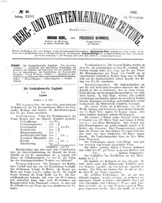 Berg- und hüttenmännische Zeitung Freitag 15. November 1867