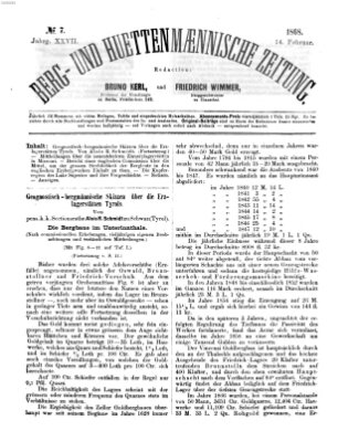 Berg- und hüttenmännische Zeitung Freitag 14. Februar 1868