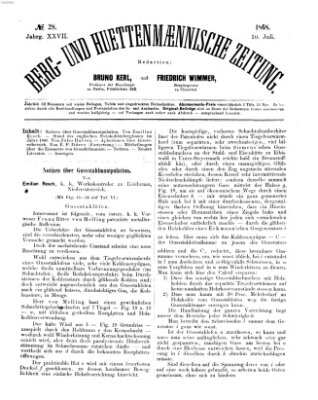 Berg- und hüttenmännische Zeitung Freitag 10. Juli 1868