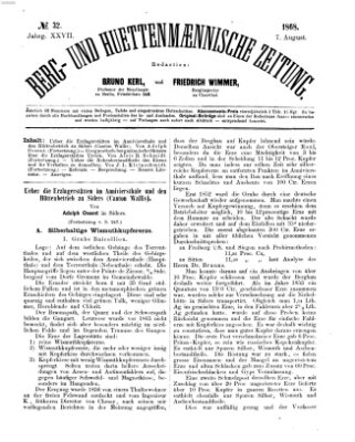 Berg- und hüttenmännische Zeitung Freitag 7. August 1868