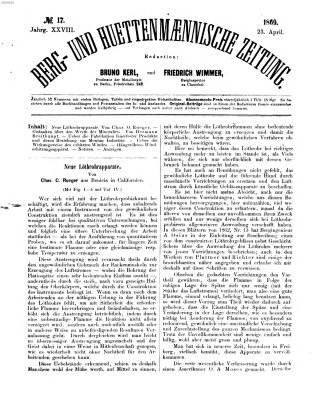 Berg- und hüttenmännische Zeitung Freitag 23. April 1869