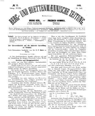 Berg- und hüttenmännische Zeitung Freitag 30. Juli 1869