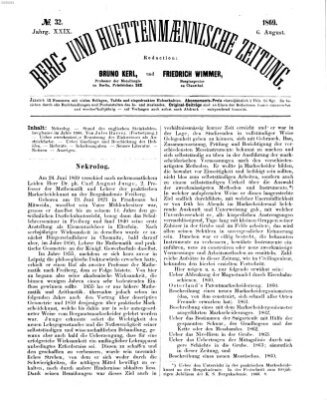 Berg- und hüttenmännische Zeitung Freitag 6. August 1869