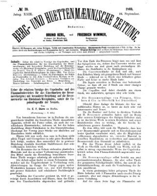 Berg- und hüttenmännische Zeitung Freitag 24. September 1869