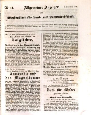Wochenblatt für Land- und Forstwirthschaft Samstag 8. Dezember 1849