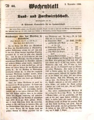 Wochenblatt für Land- und Forstwirthschaft Samstag 2. November 1850