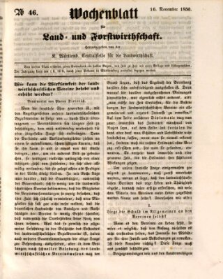 Wochenblatt für Land- und Forstwirthschaft Samstag 16. November 1850