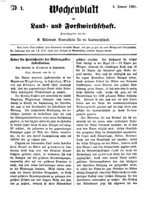 Wochenblatt für Land- und Forstwirthschaft Samstag 4. Januar 1851