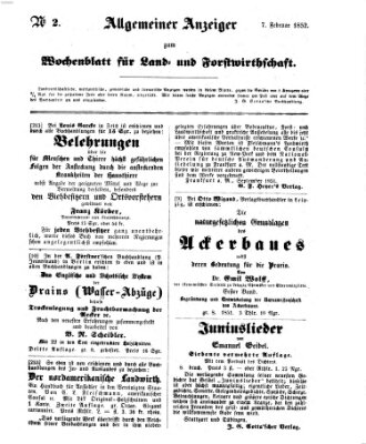 Wochenblatt für Land- und Forstwirthschaft Samstag 7. Februar 1852