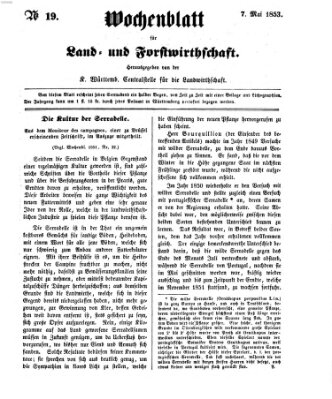 Wochenblatt für Land- und Forstwirthschaft Samstag 7. Mai 1853