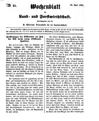Wochenblatt für Land- und Forstwirthschaft Samstag 18. Juni 1853