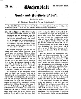 Wochenblatt für Land- und Forstwirthschaft Samstag 12. November 1853