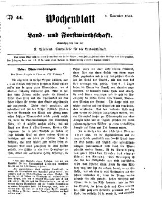 Wochenblatt für Land- und Forstwirthschaft Samstag 4. November 1854
