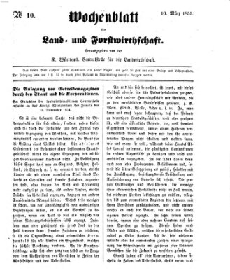 Wochenblatt für Land- und Forstwirthschaft Samstag 10. März 1855