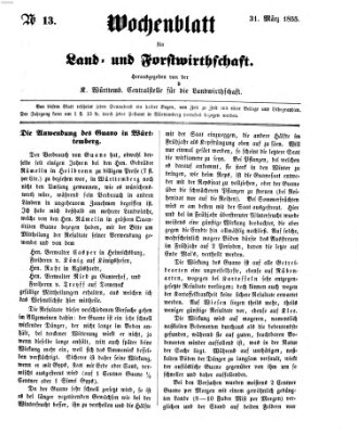 Wochenblatt für Land- und Forstwirthschaft Samstag 31. März 1855