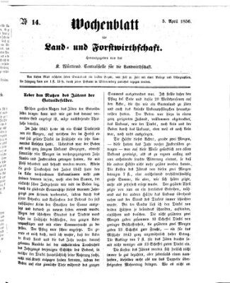Wochenblatt für Land- und Forstwirthschaft Samstag 5. April 1856