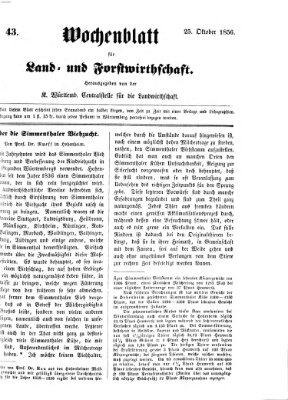 Wochenblatt für Land- und Forstwirthschaft Samstag 25. Oktober 1856
