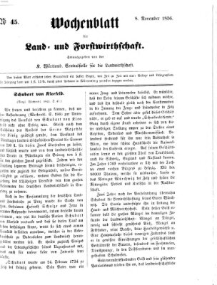 Wochenblatt für Land- und Forstwirthschaft Samstag 8. November 1856
