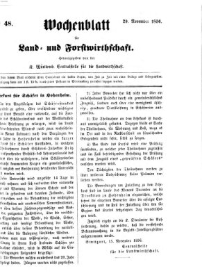 Wochenblatt für Land- und Forstwirthschaft Samstag 29. November 1856