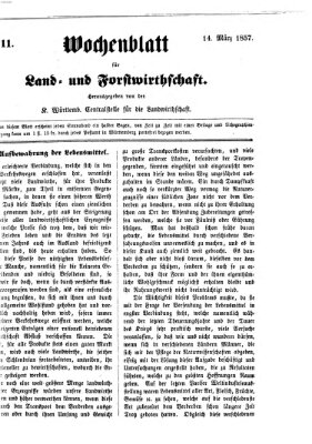 Wochenblatt für Land- und Forstwirthschaft Samstag 14. März 1857