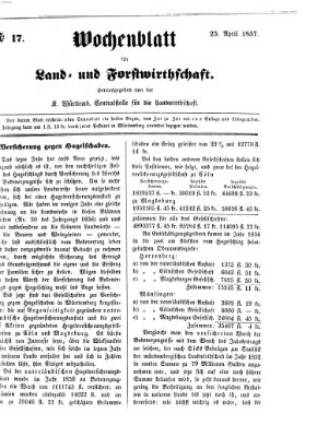 Wochenblatt für Land- und Forstwirthschaft Samstag 25. April 1857