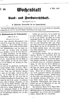 Wochenblatt für Land- und Forstwirthschaft Samstag 9. Mai 1857