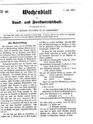 Wochenblatt für Land- und Forstwirthschaft Samstag 4. Juli 1857
