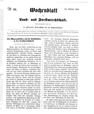 Wochenblatt für Land- und Forstwirthschaft Samstag 24. Oktober 1857