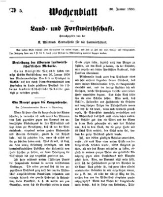 Wochenblatt für Land- und Forstwirthschaft Samstag 30. Januar 1858