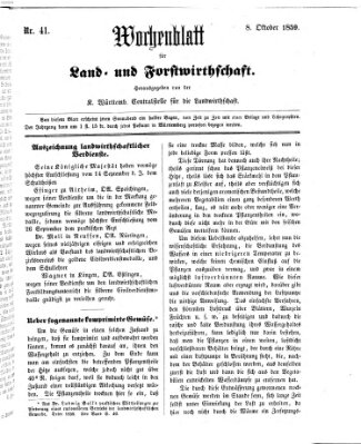 Wochenblatt für Land- und Forstwirthschaft Samstag 8. Oktober 1859