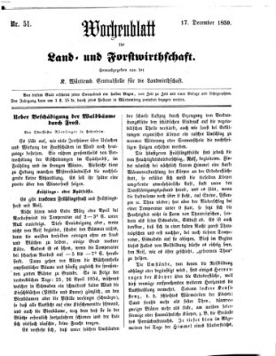 Wochenblatt für Land- und Forstwirthschaft Samstag 17. Dezember 1859