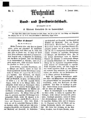Wochenblatt für Land- und Forstwirthschaft Samstag 5. Januar 1861