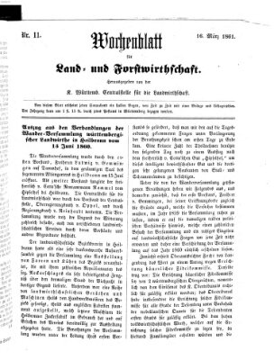 Wochenblatt für Land- und Forstwirthschaft Samstag 16. März 1861