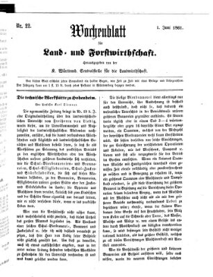 Wochenblatt für Land- und Forstwirthschaft Samstag 1. Juni 1861