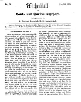 Wochenblatt für Land- und Forstwirthschaft Samstag 14. Juni 1862