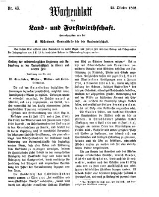 Wochenblatt für Land- und Forstwirthschaft Samstag 25. Oktober 1862