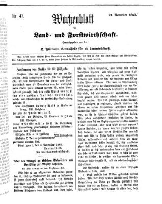 Wochenblatt für Land- und Forstwirthschaft Samstag 21. November 1863