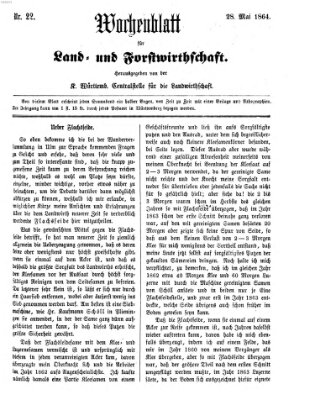 Wochenblatt für Land- und Forstwirthschaft Samstag 28. Mai 1864