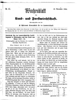 Wochenblatt für Land- und Forstwirthschaft Samstag 19. November 1864